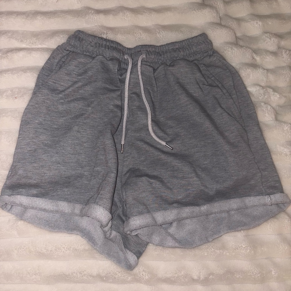 Gray Casual Drawstring Shorts